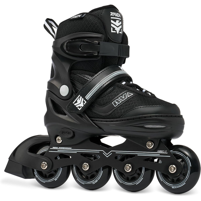 Інлайнери роликові ковзани RAVEN 2в1 для дітей та дорослих, регульовані 38-42 (25-27,5 см), Drill Black без клинка