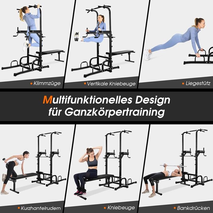 COSTWAY Klimmzugstange Freistehend: Турнік для підтягувань, Power Tower, обладнання для силових тренувань, фітнес-станція для дому, вантажопідйомність до 150 кг