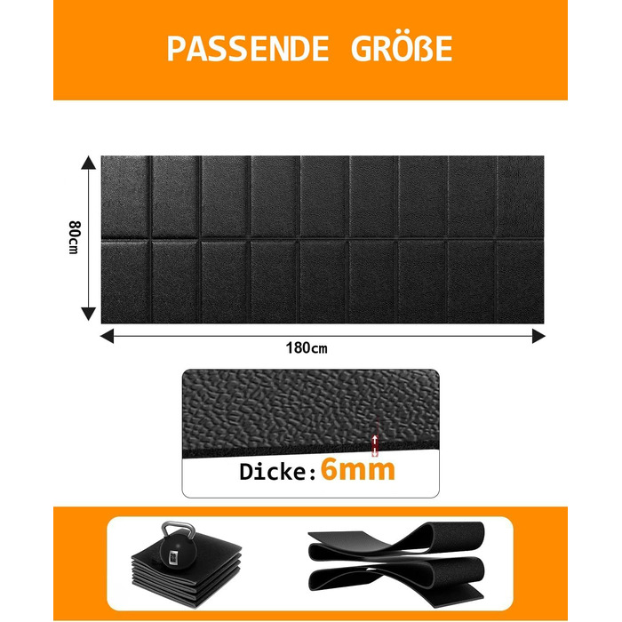 Захисний килимок під бігову доріжку та тренажери, шумопоглинаюча підкладка для підлоги (килим, ламінат), 183 x 81 x 0.6 см