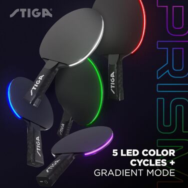 Ракетка для настільного тенісу STIGA Prism LED з 5 кольорами підсвітки та 3 світними м'ячами