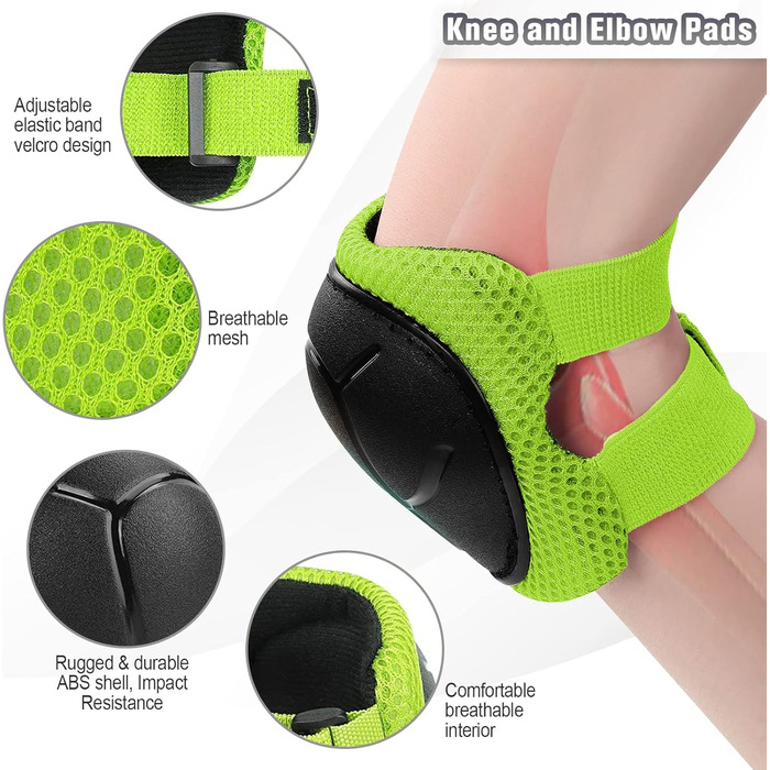 Набір захисту для дітей: наколінники, налокітники, рукавички. Підходить для роликів, скейта, скейтборда. Колір: зелений
