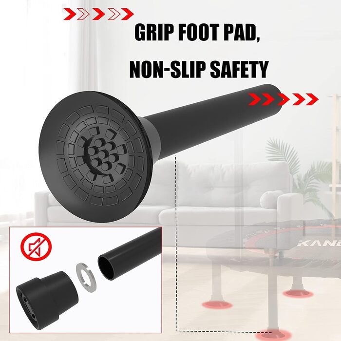 Міні-батут для фітнесу Kanchimi з ручкою, 122 см, чорний