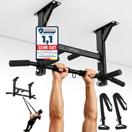 Багатофункціональний турнік для стелі DH FitLife 4в1 до 300кг, підтягувальний брус з 8 антиковзаючими ручками та кріпленнями для боксерської груші та петель