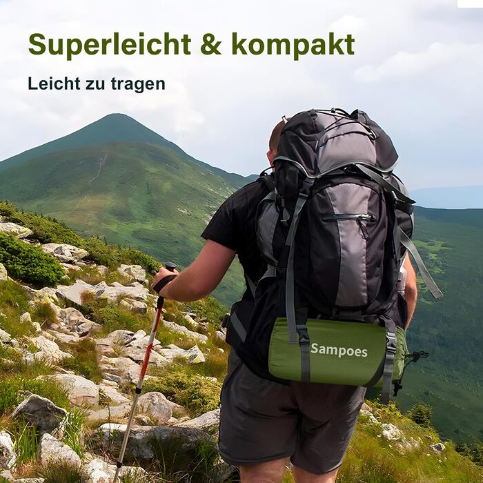 Надувний килимок для кемпінгу Isomatte, 10 см, самонадувний, з насосом, для туризму та відпочинку на природі (зелений, одинарний)