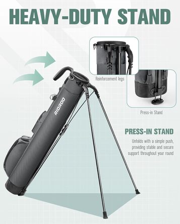 Сумка для гольфу на штативі, легка, 2-way роздільник, 3 кишені, сіра (A3)