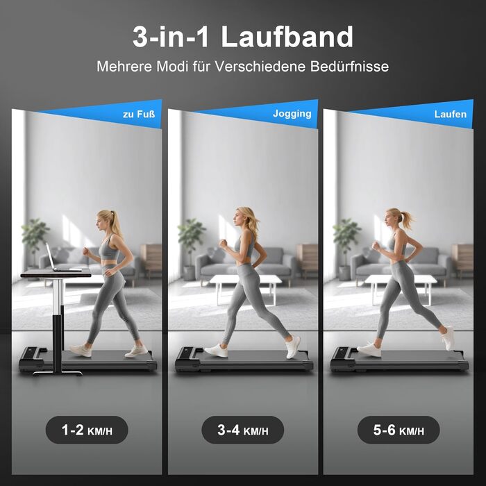 Walking Pad: Тредміл-стіл для дому та офісу. Компактний, тихий, портативний біговий тренажер. Швидкість 1-6 км/год.