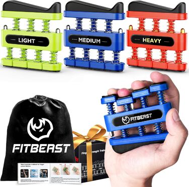 FitBeast Fingerkrafttrainer: Набір для тренування пальців, 4 шт. (3 шт.) – для музикантів, скелелазів, покращення сили та вправності