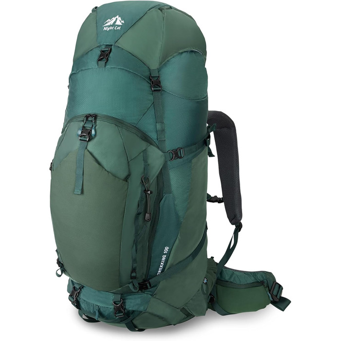 Рюкзак Night Cat 100 л зелений Plus для туризму, трекінгу, альпінізму, кемпінгу, велосипедних подорожей, чоловічий та жіночий, дихаючий, легкий
