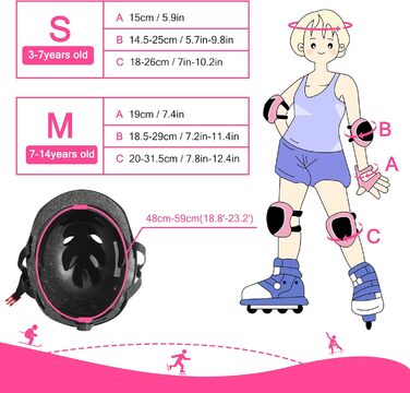 Набір наколінників для дітей 7-в-1: наколінники, налокітники, шлем для велосипеда, скейтборда, лиж, рожевий