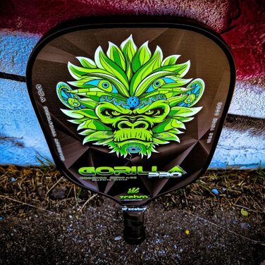 Професійна ракетка для піклболу ZCEBRA Gorilla Pro Green з графіту та карбону, поліпропіленовий стільниковий сердечник 16 мм, текстурована поверхня, у комплекті чохол