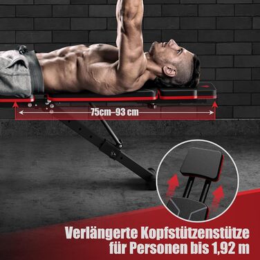 Регульована лава для тренажерного залу вдома, 350кг, складана лава з підніжжям для ніг та упором для преса, нахильна та відкидна лава для дому