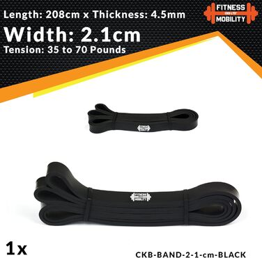 Професійна фітнес резистанс-стрічка CKB LTD, латексна, 35-70lb, 2.1 см, чорна, для тренувань, бодібілдингу, йоги, кросфіту, каллістеніки, підтягувань, для жінок і чоловіків