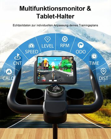 Магнітний велотренажер Lacuffy з AI-коучем та додатком, регульований опір, LCD-дисплей, до 136 кг, безшумний домашній ергометр