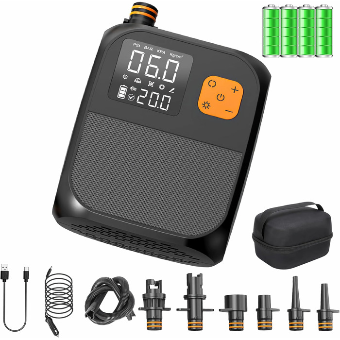 Електричний насос для SUP дошки OBEST з акумулятором 8000mAh, LED ліхтарик, швидка інфляція для SUP, кайтсерфінгу, намету, матрацу, каяка