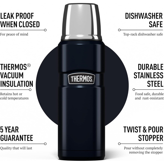 Термос Isolierflasche King матовий чорний, 0.47 л