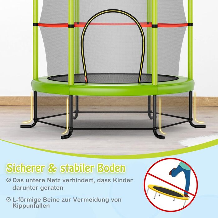 Трамплін GOPLUS Indoor з сіткою безпеки, дахом, сталевою конструкцією, для дітей, Ø165 см, до 135 кг