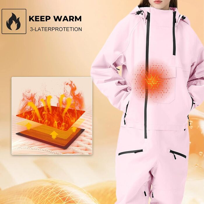 Жіночий гірськолижний комбінезон HOUZONIY 729+ Рожевий - гірськолижний костюм, сноуборд, Outdoor