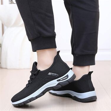 Чоловічі кросівки для активного відпочинку та спорту: бігові, фітнес, ходьби, чорні та білі, розмір 42 EU, ортопедичні, дихаючі, з широкою колодкой
