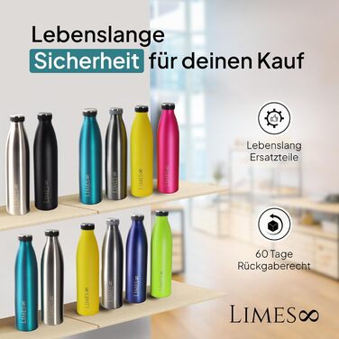 Термос Limes 8 FourSeasons 1 л, нержавіюча сталь, ізотермічна пляшка для напоїв, для газованої води, герметична, зберігає тепло і холод, 1000 мл
