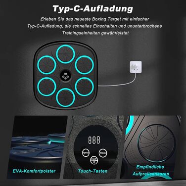 Музична боксерська машина з Bluetooth, для дому та фітнес-клубу, з рукавичками, для дітей та дорослих