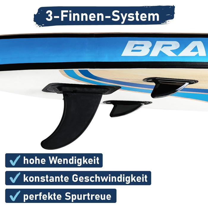 Надувний SUP Борд BRAST Tropic | Комплект для станд-ап паддлбордингу | 320x81x15 см | 6 дизайнів | 5 років гарантії | з аксесуарами | 2-в-1: SUP та каяк | тримач для Action Cam, петля для ніг, насос, рюкзак