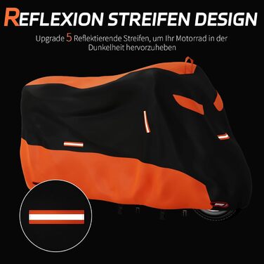 Водонепроникна накривка для мотоцикла Motorrad, 245x105x125 см. Захист від UV, дихаюча, з відбиваючими елементами. Підходить для мотоциклів, скутерів та велосипедів