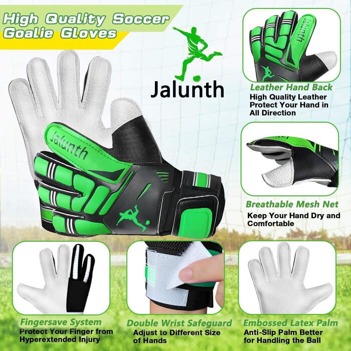 Воротарські рукавички Jalunth Fingersave з латексом для дітей і дорослих, чоловіків і жінок, з захистом пальців, футбольні рукавиці для хлопців і дівчат, протиковзкі