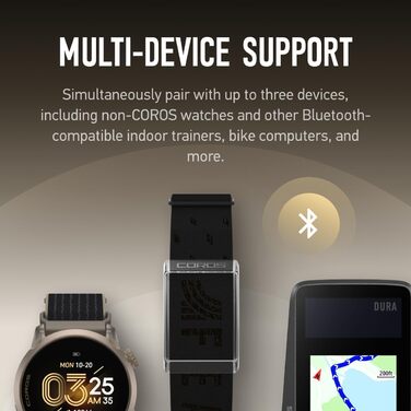 Пульсометр COROS Komfort: Bluetooth, 38 год автономності, точні дані, автоматичне визначення носіння