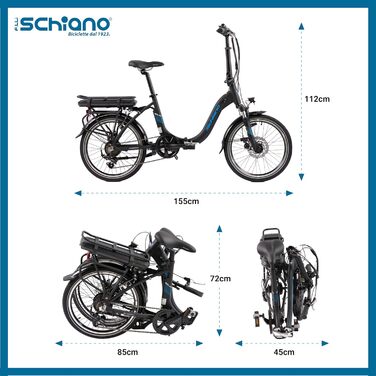 Електровелосипед F.lli Schiano Solar 20 дюймів, складаний, для дорослих, Shimano, до 25 км/год