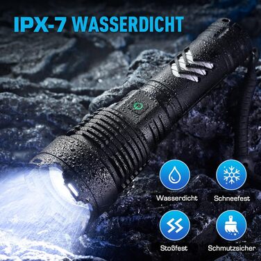 Ліхтар LED Glarylight USB-C, 500000 люкс, 5 режимів, водонепроникний IPX7, для кемпінгу та туризму