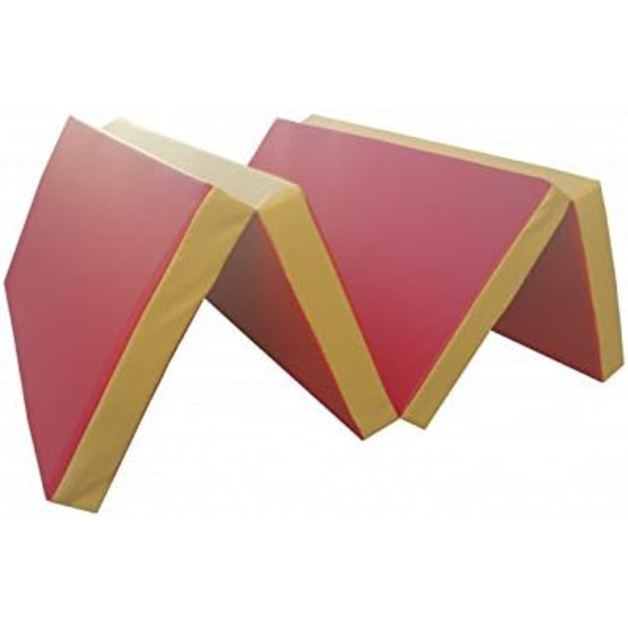 Складний гімнастичний мат NiroSport 200x100x8 см, водонепроникний, червоно-жовтий, для фітнесу, спорту та тренувань