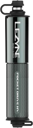 Міні-насос для велосипеда LEZYNE Pocket Drive HV, високий тиск 90 psi, сумісний з Presta та Schrader, компактний алюмінієвий ручний насос, портативний