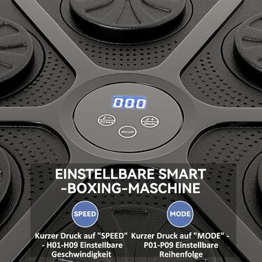 Музична боксерська машина SPORTNOW з LED-підсвіткою, Bluetooth, настінний боксерський мішень для дому, чорна