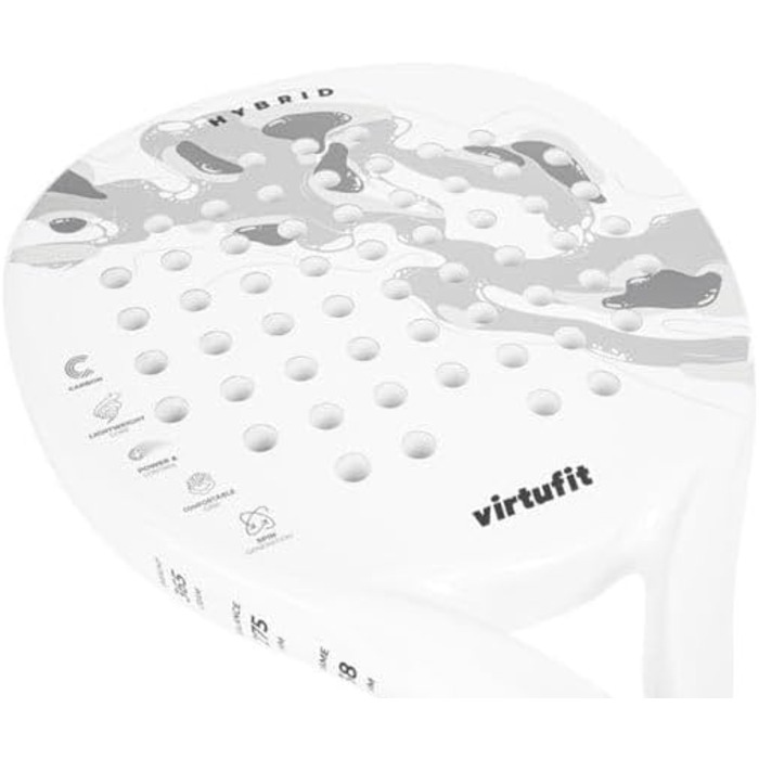 Ракета для падел-тенісу VirtuFit Control - для початківців/гібридна - середній/Fusion Pro - для досвідчених, білий/сріблястий (Fusion Pro)