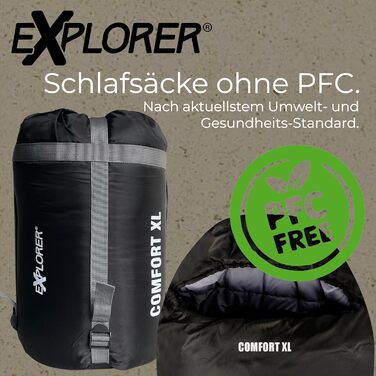 Сплячий мішок EXPLORER® Comfort XL -23°C -5°C, 3-4 сезони, зимовий, для дорослих, 230x85x70 см, чорний