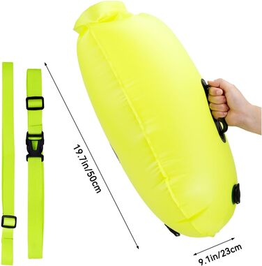 Буя для плавання 28L, Schleppschwimmer для Open Water, Triathlons, водонепроникний Dry Bag, жовтий