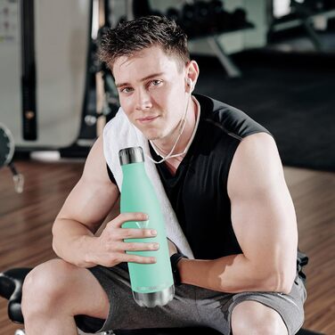 Фляга для води 750 мл з нержавіючої сталі, не протікає, BPA-Free, термофляга з подвійними стінками, для фітнесу, туризму, кемпінгу, спорту, велосипеда, моховий зелений колір