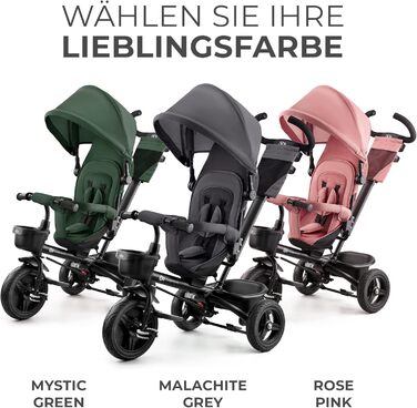 Триколісний велосипед Kinderkraft Aveo для дітей від 9 місяців до 25 кг, з батьківською ручкою, компактно складався, поворотне сидіння, розкладний капюшон з сонцезахистом, з підстаканником та кошиком, Рожевий CLASSIC Pink