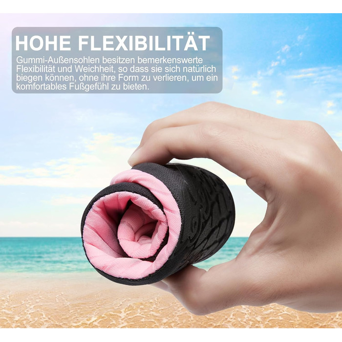 Водні черевики для плавання та відпочинку на пляжі. Дамські/чоловічі, розмір 38 EU, смугасті рожеві