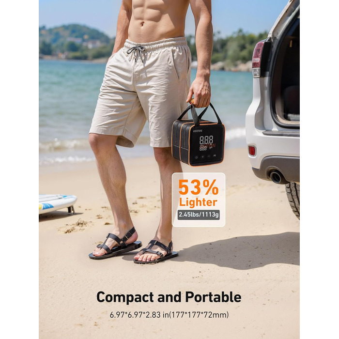 Електричний насос AstroAI для SUP-дошок, матраців та наметів (20PSI, 12V DC)