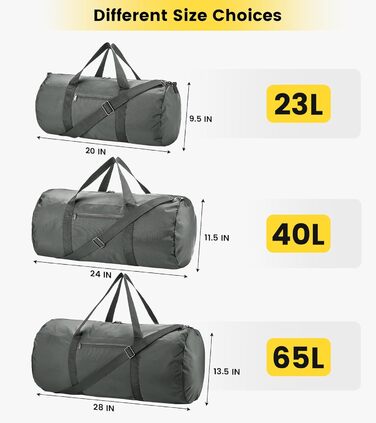 Спортивна сумка Vorspack для чоловіків та жінок — водонепроникна складна дорожня сумка для подорожей, спортзалу та ручної поклажі, сіра, 28 дюймів