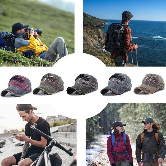 Кепка бейсболка унісекс у вінтажному стилі, регульована retro-кепка для прогулянок та спорту, колір синій