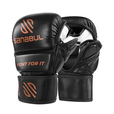 Рукавички для MMA Sanabul Essential 7oz Чорно-срібні (L-XL) - для спарингу та тренувань