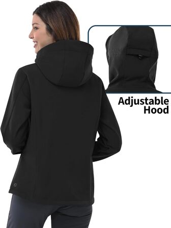 Жіноча водонепроникна мембранна куртка Outdoor Ventures Softshell — дихаюча вітрозахисна функціональна куртка з капюшоном, XL, чорна