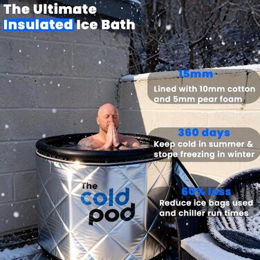 Набір для криотерапії The Cold Pod: портативна ванна для льоду 320 л та ізоляційна УФ-відбиваюча кришка, для дому та вулиці, для атлетів та методу Віма Хофа