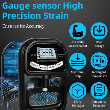 Динамометр ручний цифровий 180 кг з USB зарядкою та LCD-дисплеєм для спортсменів та домашніх тренувань
