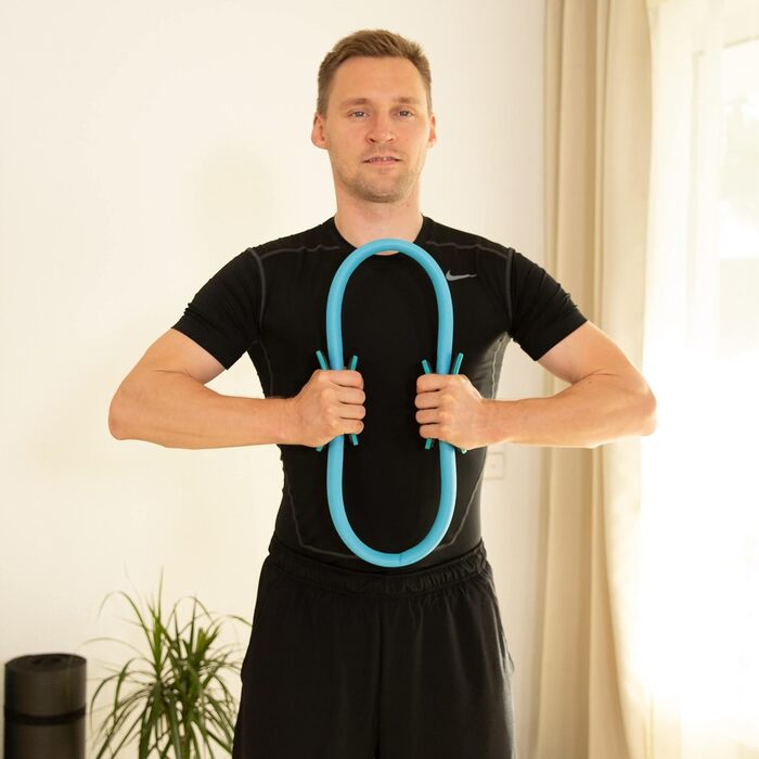 Relaxdays Кільце для пілатесу Bluefinity, з двома ручками, з м'якою оббивкою, діаметр 39 см, скловолокно, піна, для йоги, фітнесу, турквезевий, 5.5 x 37 x 39 см