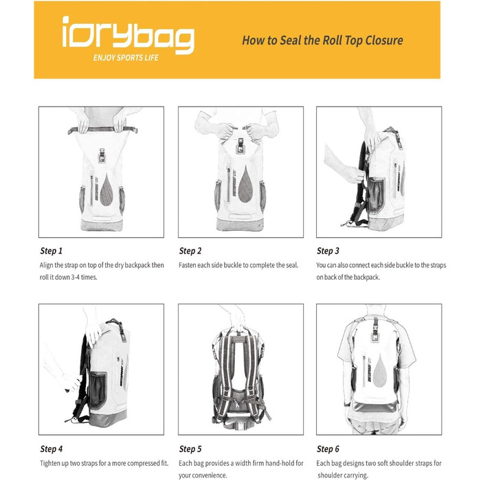 Водонепроникний рюкзак IDRYBAG 30L з PVC, для каякінгу, кемпінгу та подорожей (сірий)