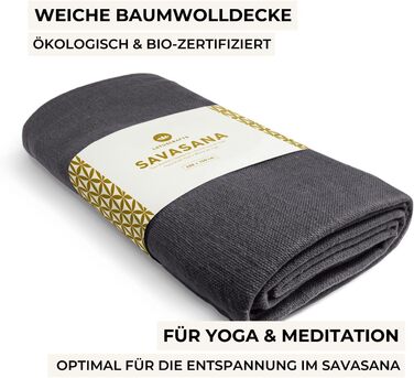 Ковдра для йоги Lotuscrafts Savasana 200x150 см, 100% бавовна, міцна медитаційна ковдра для релаксації