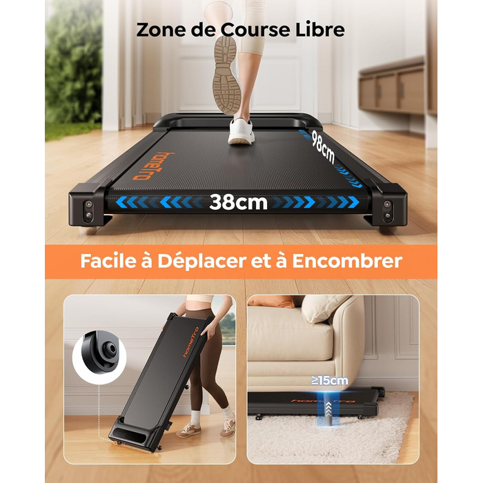 Walking Pad з нахилом (4%/9%) – компактне бігове полотно для дому з регулюванням нахилу, 1-8 км/год, з підключенням до додатку та пультом дистанційного керування, подвійним амортизатором, до 120 кг, без монтажу, портативне з вбудованими роликами – для офі